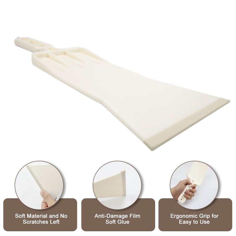 Abnaok Tools Long Handle Auto Bulldozer Squeegee for Window Tint Film Installing Car Vinyl Wraps Window and Glass Cleaning (White) - Image 3